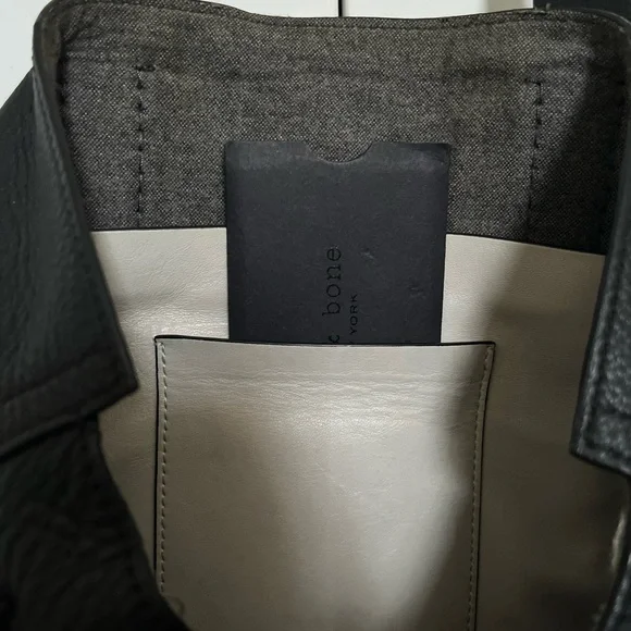 rag & bone Black Leather Bradbury Satchel Tote Bag - Picture 7 of 12